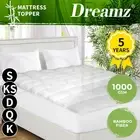 Dreamz Mattress Topper Pillowtop 1000GSM Bamboo Underlay Protector Pad All Sizes