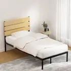 Paula King Single Metal Bed Frame Black With Wooden Headboard