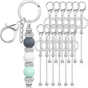 [Tondiamo] 12 Pcs Beadable Keychain Bars Bulk for Making Blank Beaded Metal Crafts - DIY Gift
