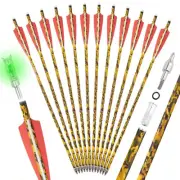 12x 20" Carbon Arrows Hunting Bolts Camo Shaft 6pcs Lighted Nocks Archery Shoot