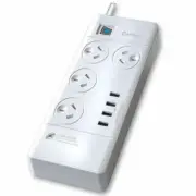 Sansai Power Board 4 Way Outlets Socket 4 Usb Charging Charger Ports W/Surge Pro
