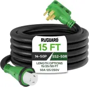 50 Amp Generator Cord 50 Amp RV Extension Cord with Twist Lock, 15FT Green