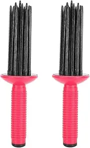 Hair Curler - 2 Hair Curling Roll Comb For Curly Hair,Curling Round Brush For Blow Drying,Curling Comb,Anti Slip Curling Wand Hairstyling Tools Curling Wand For Women