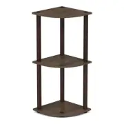 Furinno Turn-N-Tube Wood 3-Tier Corner Display Rack in Walnut/Brown