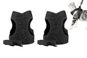 2Pcs Dog Medium Sized Adjustable Reflective Soft Padded Pet Harness Easy Control Handle-Black