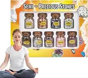 Different Crystals and Healing Stones, Different Wishing Bottle Healing Crystal Gemstones Bottle, Natural Tumbled Stones Set Chip Home Decor for Meditation & Collection