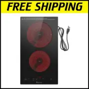 Sleek 1800W 2 Burner Electric Stove Top with Child Lock & Smart Timer Included