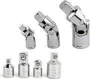 TBKBZTLALX 1/4 Inches 3/8 Inches 1/2 Inches Universal Joint Set Ratchet Angle Extension Bar Socket Adapter Manual and Pneumatic Bendable Adapter Socket Tools Socket Socket(7pcs-Silver)