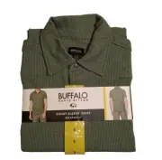 NWT Buffalo David Bitton Green Men’s Short Sleeve Shirt Small Relaxed Fit Cotton
