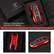 REAL RED CARBON FIBER REPLACEMENT KEY FOB REMOTE CASE COVER FOR 17-25 PORSCHE (for: Porsche)