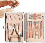 TQEBWUS Professional Manicure Set - Set Of 18 Mens Grooming Kit | Stainless Steel Portable Thick Nail Scissors Toiletries With Luxurious Travel Case For Men Women Parent