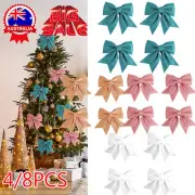 4/8PC Christmas Tree Bow Decoration Bow knot Ornament Baubles XMAS Party Hanging