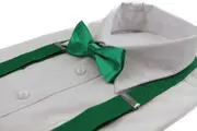 Boys Adjustable Green 65Cm Suspenders & Matching Bow Tie Set