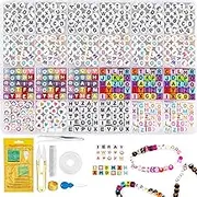 YUNAI Letter Beads for Friendship Bracelet Making kit, 1100PCS Round Cube Alphabet Beads with Smiley Heart Beads, Colorful Polymer Clay Beads for Necklace Jewelry Earring DIY Making, 5