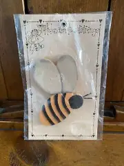 Crazy Mountain Helena's Heartstrings Painted Wood Bumble Bee Pin Brooch 1997