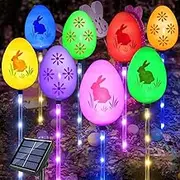 8-Pack Solar Easter Egg Stake Lights for Easter Decorations, Outdoor Waterproof Solar Easter Yard Stake Easter Lighted Egg Lights for Garden Patio Yard Pathway Lawn Decor (Big Egg)