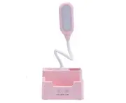 Multifunctional Eye Protection Desk Lamp Desktop Bedside Reading Desk Lamp with Pen Holder Suitable for Bedroom Desk-Pink