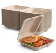 50 Pack Clamshell To Go Containers, 100% Compostable Disposable Take Out Food...