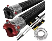 Garage Door Torsion Spring 218x1.75x28 - PAIR with Steel Bearing & Bars