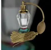 New Glass Crystal Perfume Bottle Atomizer pump rainbow bottom 5” tall Refillable