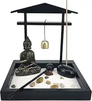 bairong Desktop Sand Garden Meditating Buddha Statue,Mini Garden Sand Tray Kit Office Decor