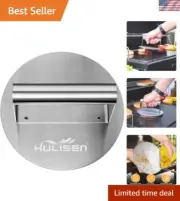 Stainless Steel Burger Press - 6.2 Inch Round Patty Smasher for Perfect Cooking