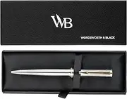 Wordsworth and Black Luxury Ballpoint Pen Set - Silver Lacquer 24K Gold Finish, Refillable Fine Point, Elegant Men & Women, Includes Ink Refill, Nice Pens for Work