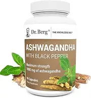 DR. BERG NUTRITIONALS Dr. Berg's Ashwagandha with Black Pepper Supplement - Capsules for Mood & Stress Support, Energy, Joint, Thyroid Immune System 1500mg Organic Supplements 90