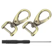 2Pcs Swivel Clasps, 0.59" D Ring Detachable Snap Hook with Screwdriver, Bronze