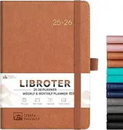 2025-2026 Planner - Academic Planner 2025-2026, 2025-2026 Weekly Monthly Planner, July 2025 - June 2026, 5.7'' x 8.4'', Thick Paper, Leather Cover, Pen Holder, Back Pocket, Perfect Daily Organizer -
