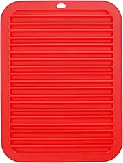 Large Silicone Heat Resistant Mat, 12"x 9" Professional Heat Mat for Curling Iron, Hair Strainghtener and Styling Tool Appliances, Flat Iron Mat, Travel Silicone Mat for Hair Dryer Salon Tools, Red
