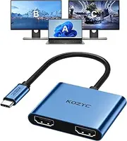 USB C to Dual HDMI Adapter 4K @ 60Hz, Type C to HDMI Splitter Extended Display Compatible with MacBook/MacBook Pro Air Dell XPS13/15, Samsung Galaxy S9/S9+ (Only on Windows Support MST), Blue