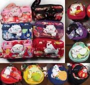 Lucky Cat Japan Maneki Neko Chirimen Kimono Silk Purse camera bag phone wallet