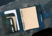 A5 loose leaf Writing note Notebook Retro Diary Notepad cow leather blue Q394