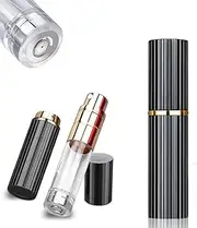 BRILIFLED Travel Atomizer Mini Refillable Empty Spray Perfume Bottle 5ml Black Portable TSA Scent Pump Case Take It By Air w/o Leaking for Men and Women