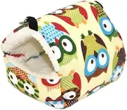 ＫＬＫＣＭＳ Hamster Warm Nest Small Animals Bedding House Soft Hideout Winter Hamster Hanging House Cage Nest for Dwarf Rat Small Pets, 22cmx21cm Owl