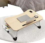 Laptop Bed Desk,Foldable Lap Table with Cup Holder and Tablet Slot - Breakfast Serving Tray, Laptop Stand with Storage Drawer for Adults, Kids