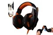 Gaming Headset Bass Surround Over Ear Headphones with LED Lights for PC Mac Laptop-Orange