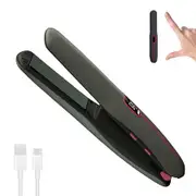 Cordless Hair Straightener and Curler 2 in 1 Portable Flat Iron Wireless Hair Straightener for Travel, USB-C Rechargeable 4800 mAh Battery Fast Heating