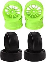 4Pieces RC Car Plastic Wheel Rim 0.47inch and Rubber Tyre Kit for 1:10 On Road