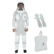 Bee Suit Beekeeping Ventilated Mesh Fencing/Round veil & Gloves beekeeper "
