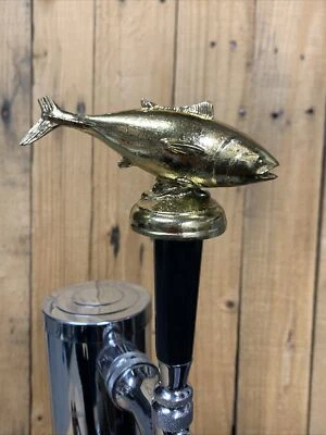 Tuna Fish Beer Keg Tap Handle Kegerator Vtg Metal Trophy Broken Tail fin See Pic