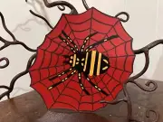U Pick Vintage Inspired Yellow Black Spider, Web Halloween Cardstock Decoration