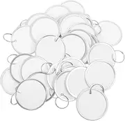 TOGEVAL 60pcs Round Paper Key Tags Split Rings for Organization Identification and Marking Double-Sided Writable Labels for Home Office and Industrial Use
