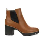 Naturalizer Madalynn Gore Tan Two Tone Slip-On Heeled Ankle Booties