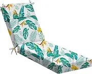 Waterproof Chaise Lounge Cushions, 72x21x3 Inch Outdoor Lounge Chair Cushion High-Density Foam Fade Resistant Patio Sun Lounger Pad Replacement with Removable Covers and Ties, Yellow-Green Leaves