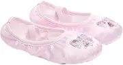 [COLLBATH] Satin Ballet Flats for Girls Boys and Girls Dance Shoes Embroidery Sequins Yoga Ballet Practice Shoes Size 25