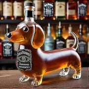 Dachshund-Shaped Glass Whiskey Decanter Bottle - Novelty Dog Decor for Home Bar, Office Liquor Storage & Gift Ideas (1000ml Capacity)_EPE B