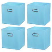 4Pcs 11"x11"x11" Foldable Storage Cube Bins Storage Organizer Bins Sky Blue