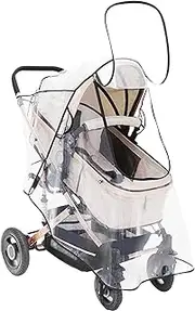 Universal Stroller Rain Cover for Pushchair, Baby Stroller Buggy Pram Travel Cover Accessory, Windproof Waterproof Dustproof Protection, Stroller Weather Shield with Zip Front Opening (Clear)